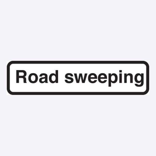 56553 Road sweeping fold up supplementary text Safety Sign
