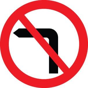 56574 No left turn class RA1 600mm dia (600mm) Safety Sign