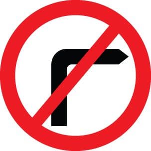 56575 No right turn class RA1 600mm dia (600mm) Safety Sign