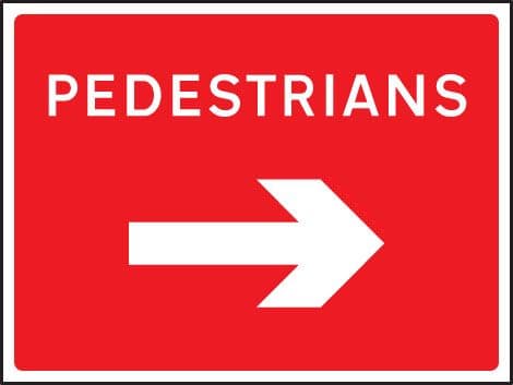 57901 Pedestrians arrow right 1050x750mm Class RA1 zintec (1050x750mm) Safety Sign