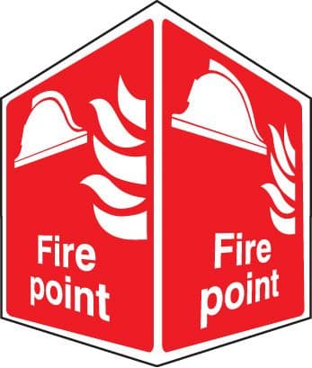 58004 Fire point - projecting sign (150x200mm) Safety Sign