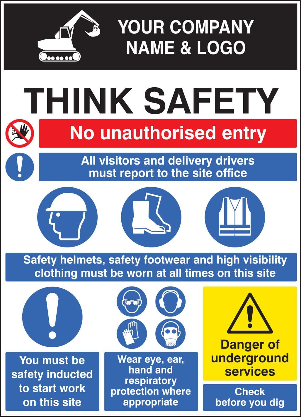58025 Site safety board 900x1200mm c/w logo (900x1200mm) Safety Sign