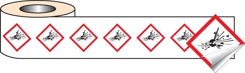 58152 250 S/A labels 100x100mm GHS Label - Explosive (100x100mm) Safety Sign