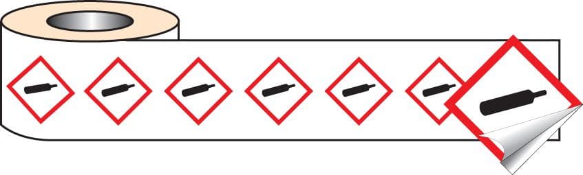 58155 250 S/A labels 100x100mm GHS Label - Compressed Gas (100x100mm) Safety Sign