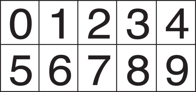 58201 Numbering sheet black on white 25mm cap height (130x50mm) Safety Sign