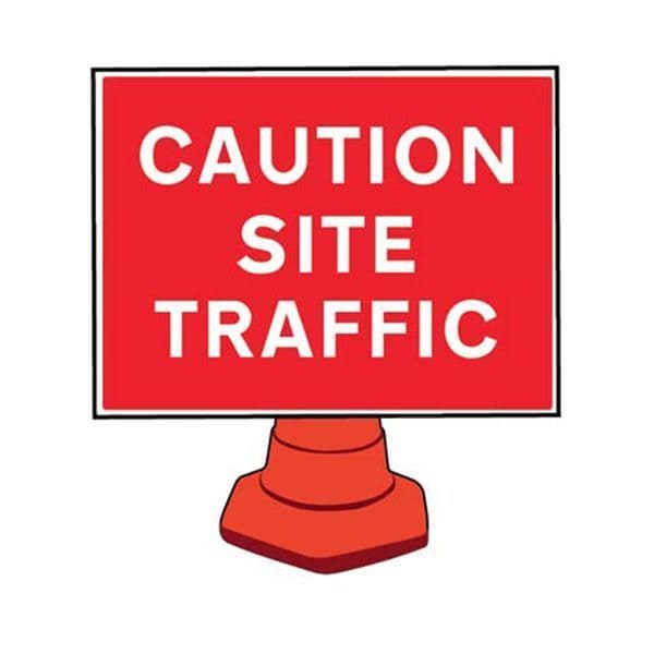 58211 Caution site traffic reflective cone sign 600x450mm (cone not included)