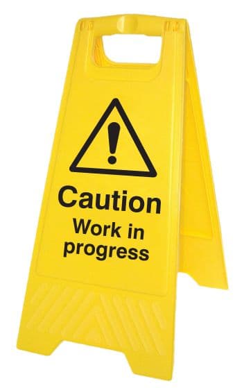 58540 Caution work in progress (free-standing floor sign) (300x575mm) Safety Sign