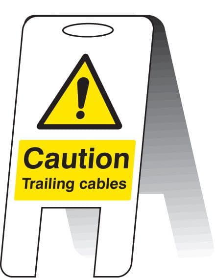 58542 Caution trailing cables (self standing folding sign) (300x600mm) Safety Sign