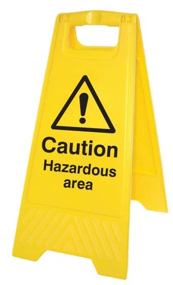 58545 Caution hazardous area (free-standing floor sign) (300x575mm) Safety Sign