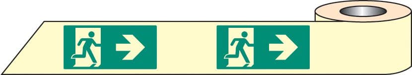 58650 Man arrow right photoluminescent tape 10mx40mm (10M x 40mm) Safety Sign