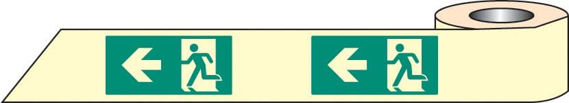 58654 Man arrow left photoluminescent tape 10mx80mm (10M x 80mm Safety Sign