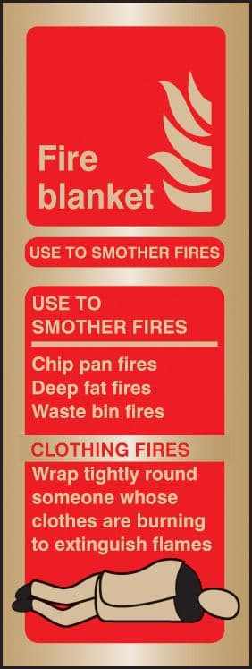 59181 Fire blanket identification brass 75x200mm (75x200mm) Safety Sign