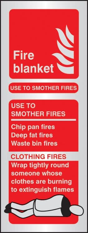 59185 Fire blanket identification aluminium 75x200mm (75x200mm) Safety Sign