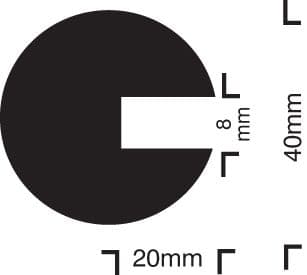 59231 Impact protection semi-circular 40/40/8 push on (40x40x1000mm) Safety Sign