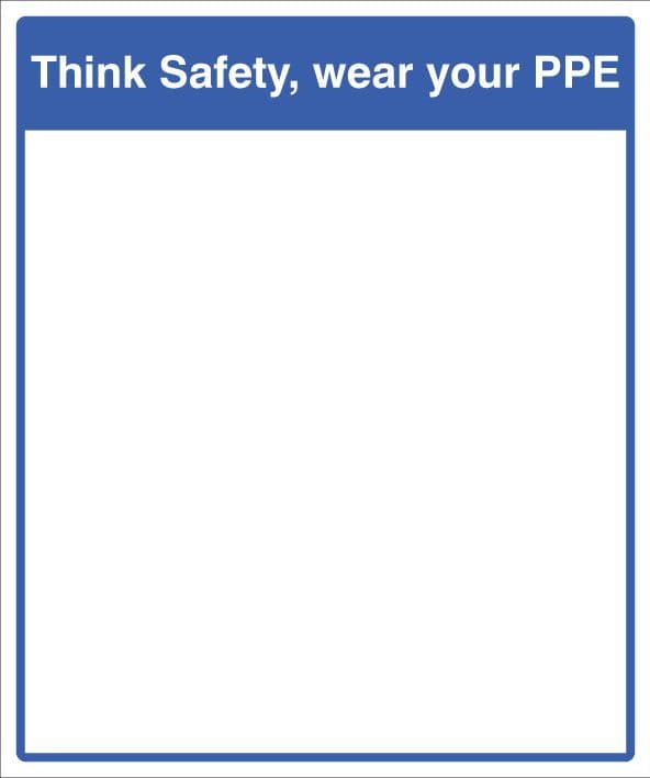 59239 Mirror Message - Think safety, wear your PPE 405x485mm (405x485) Safety Sign