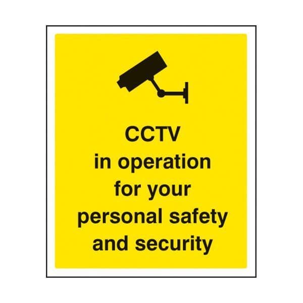 81712H CCTV in operation for personal safety & security sign - Quick-Fix with S/A Back (300x250mm)