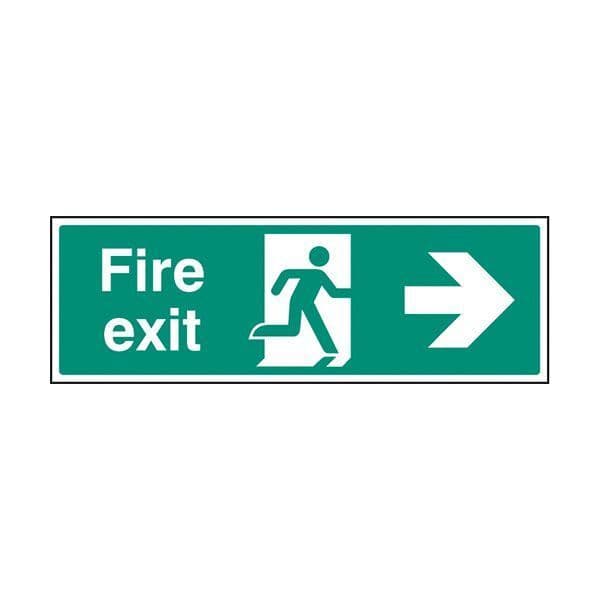 82004G Fire exit arrow right sign - Quick-Fix with SAV Backing (300x100mm)