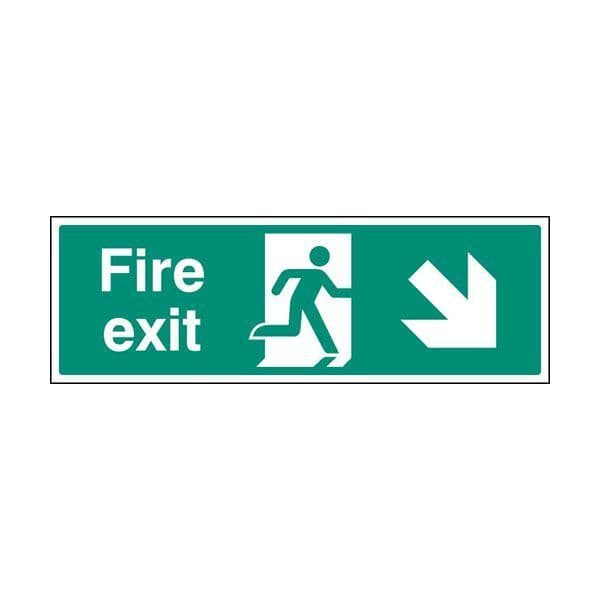 82006G Fire exit arrow down right sign - Quick-Fix with SAV Backing (300x100mm)