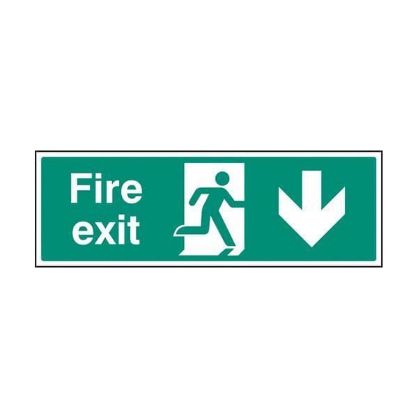 82008G Fire exit arrow down sign - Quick-Fix with SAV Backing (300x100mm)