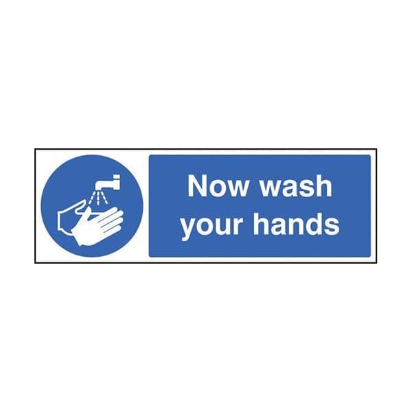 85408G Now wash your hands sign - Quick-Fix with SAV Backing (300x100mm)
