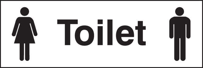 87061G Unisex toilet (300x100mm) Rigid PVC with SAV Backing Safety Sign