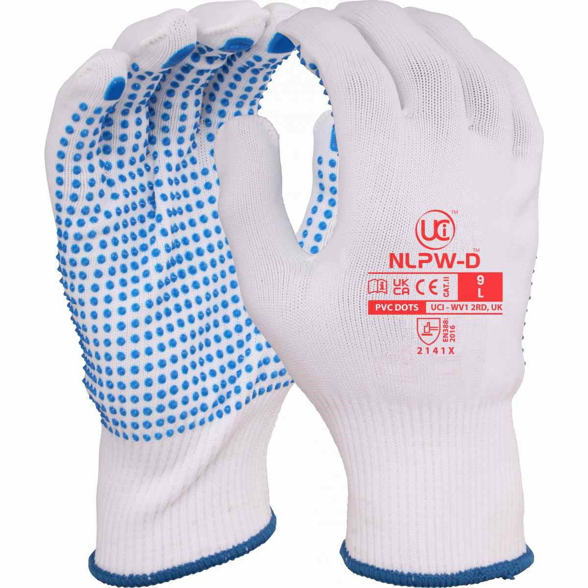 UCI PVC Dotted Nylon Gloves - Pack of 10