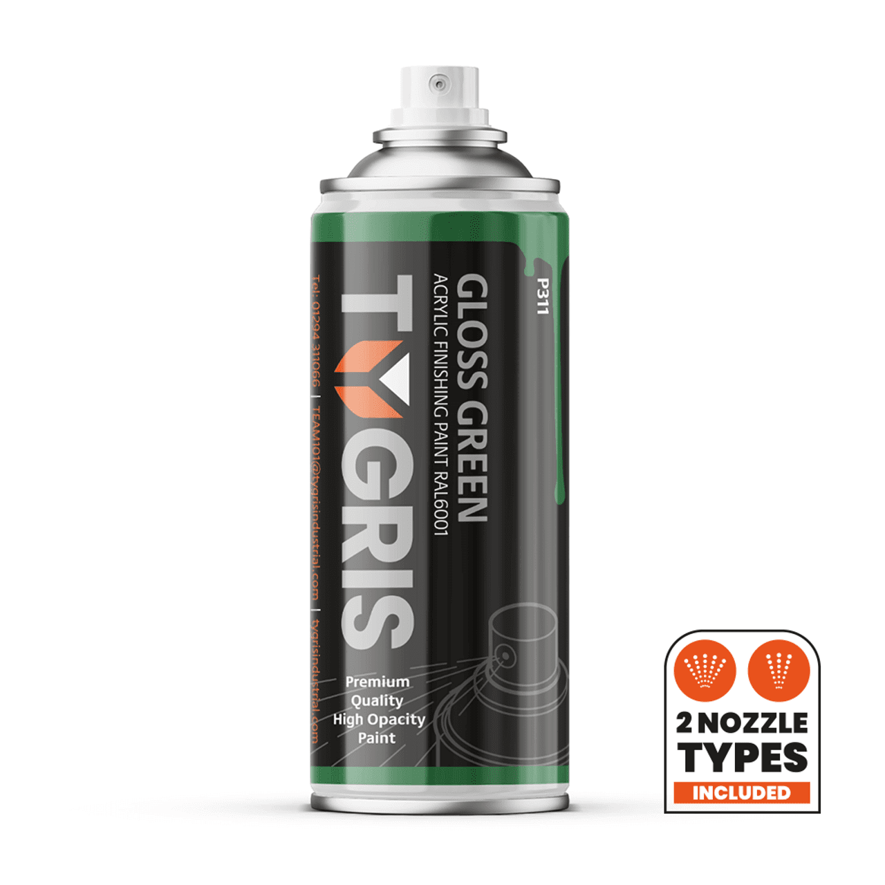 P311 Gloss Green Paint - RAL6001 - Size 400 ml / Sold in packs of 12