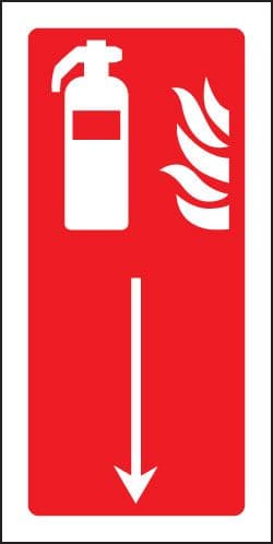 11001X Extinguisher down Rigid Plastic (200x100mm) Safety Sign