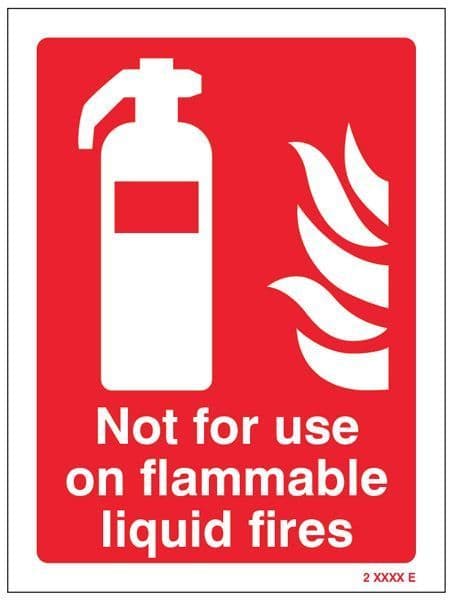 11006E Not for use on flammable liquid fires Safety Sign