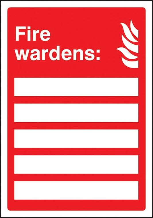 11035E Fire wardens (space for 5 people) Rigid Plastic (200x150mm) Safety Sign