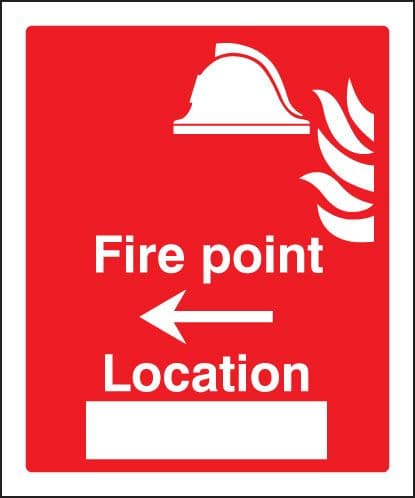 11048H Fire point arrow left location Rigid Plastic (300x250mm) Safety Sign