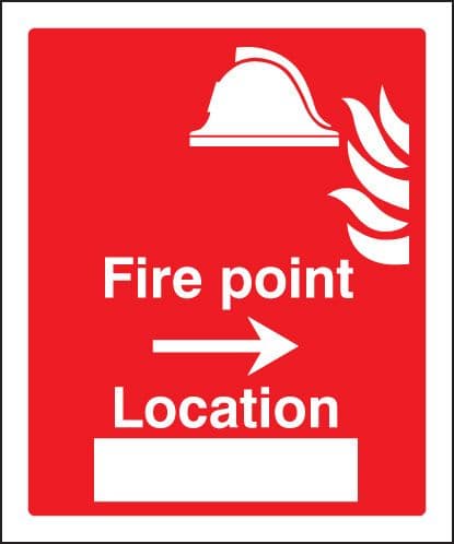 11049H Fire point arrow right location Rigid Plastic (300x250mm) Safety Sign