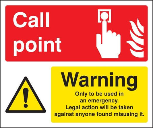 11051H Fire alarm warning only to be operated in emergency Rigid Plastic (300x250mm) Safety Sign