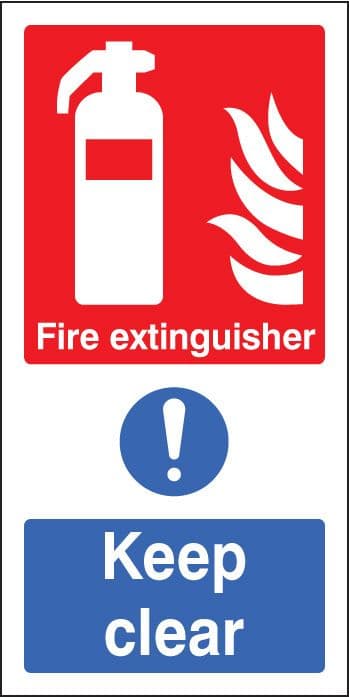 11056V Fire extinguisher keep clear (multi purpose) Rigid Plastic (300x150mm) Safety Sign