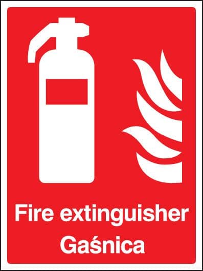 11058E Fire extinguisher (English/polish) Rigid Plastic (200x150mm) Safety Sign