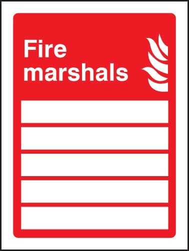 11062E Fire marshals (space for 5 people) Rigid Plastic (200x150mm) Safety Sign