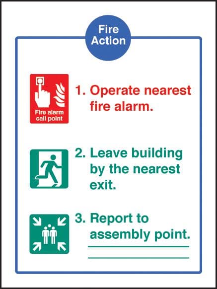 11405H Fire action - EEC (fire service dialled automatically) Rigid Plastic (300x250mm) Safety Sign