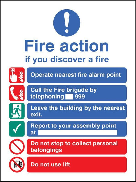 11419E New EEC fire action (manual call 999) - lift in building Rigid Plastic (200x150mm)