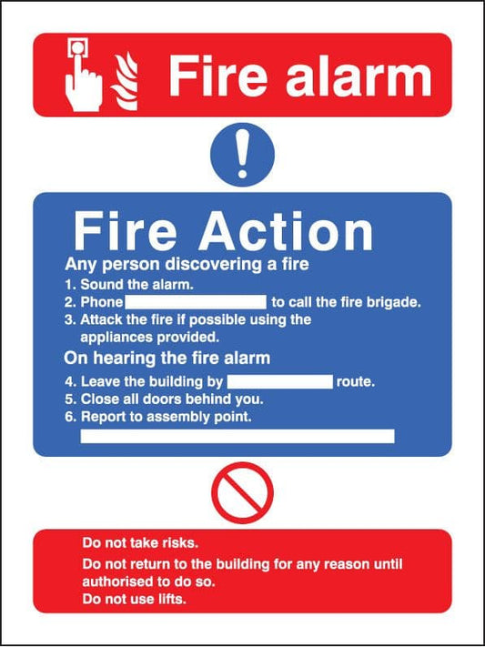 11426E Fire action/call point without lift Rigid Plastic (200x150mm) Safety Sign