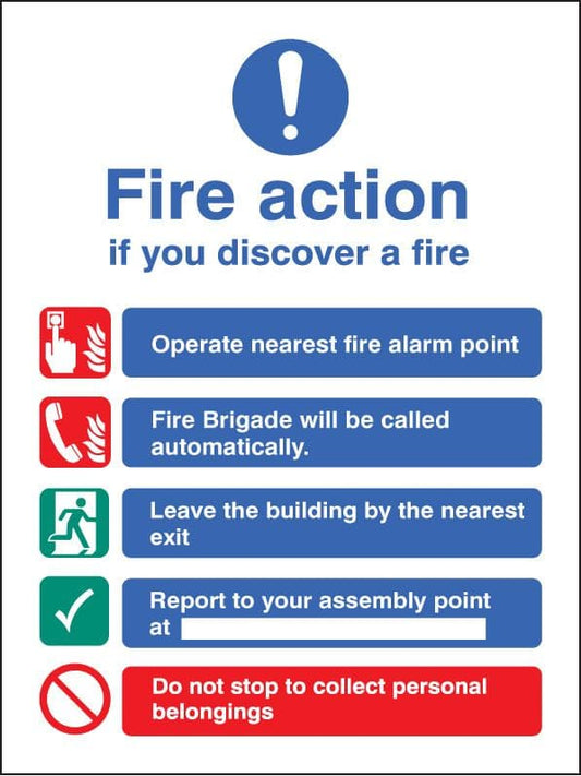 11429E Fire action auto dial without lift (fire service dialled automatically) Rigid PVC(200x150mm)