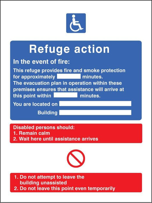 11430H Refuge action Rigid Plastic (300x250mm) Safety Sign