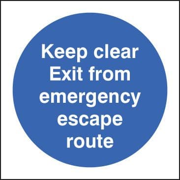 11604F Keep clear exit from emergency escape route Rigid Plastic (200x200mm) Safety Sign