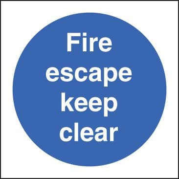 11605U Fire escape keep clear Rigid Plastic (100x100mm) Safety Sign