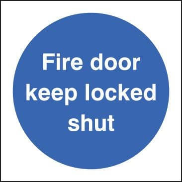 11621B Fire door keep locked shut Rigid Plastic (80x80mm) Safety Sign