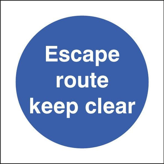 11623B Escape route keep clear Rigid Plastic (80x80mm) Safety Sign