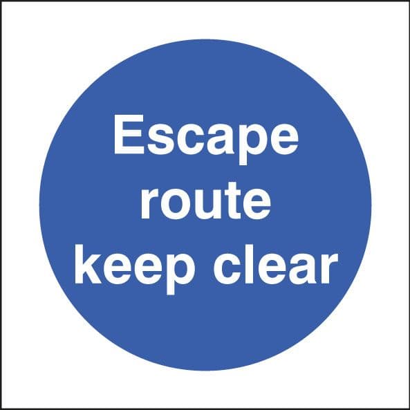 11623F Escape route keep clear Rigid Plastic (200x200mm) Safety Sign