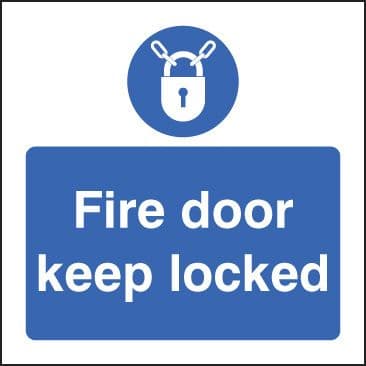 11630B Fire door keep locked Rigid Plastic (80x80mm) Safety Sign