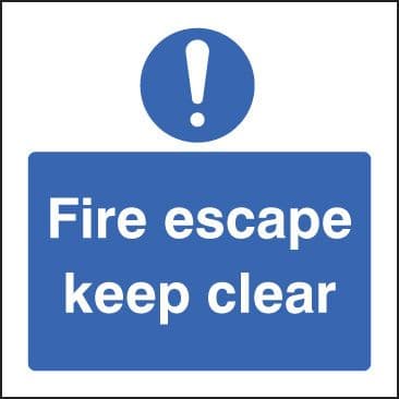 11631N Fire escape keep clear Rigid Plastic (400x400mm) Safety Sign