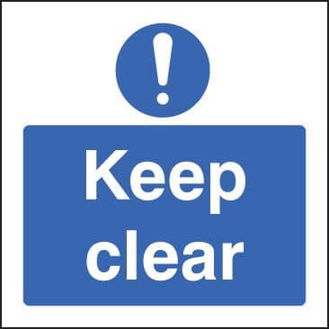 11632F Keep clear Rigid Plastic (200x200mm) Safety Sign