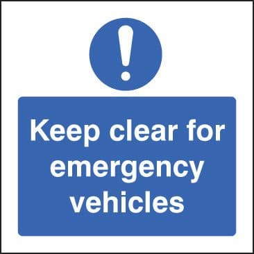11633N Keep clear for emergency vehicles Rigid Plastic (400x400mm) Safety Sign